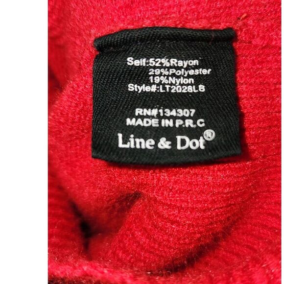 Line & Dot Red Ruffle Sleeve Mock Turtleneck Sweater Size M - Picture 8 of 10